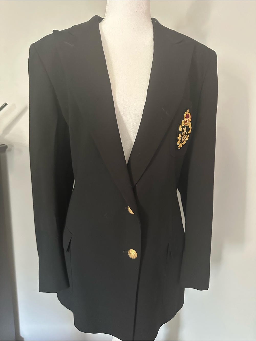 Ralph Lauren Embroidered Crest Blazer with Gold Buttons